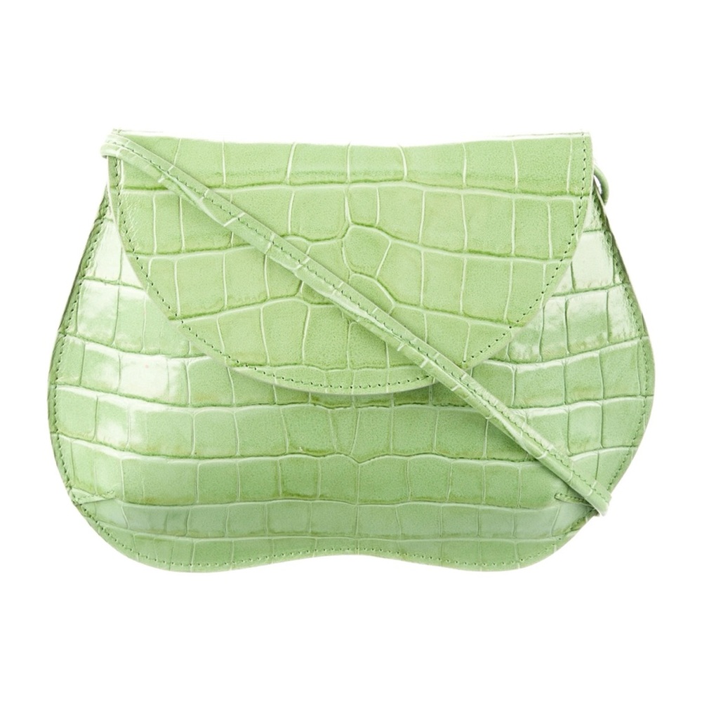 Croc-Embossed Light Green Crossbody Bag